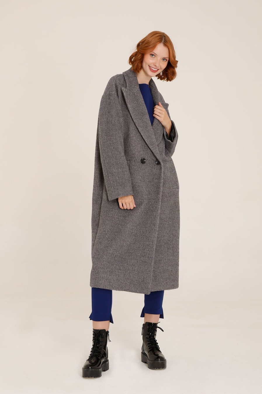 Donna Futur3 | Cappotto Doppiopetto Leggermente Oversize Grigio