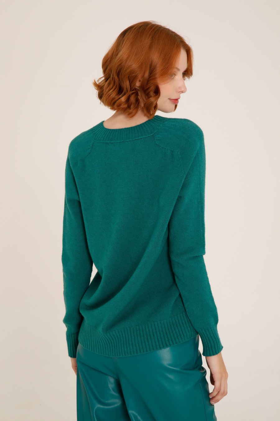 Donna Futur3 | Maglia Con Scollo A V Lavorato Verde