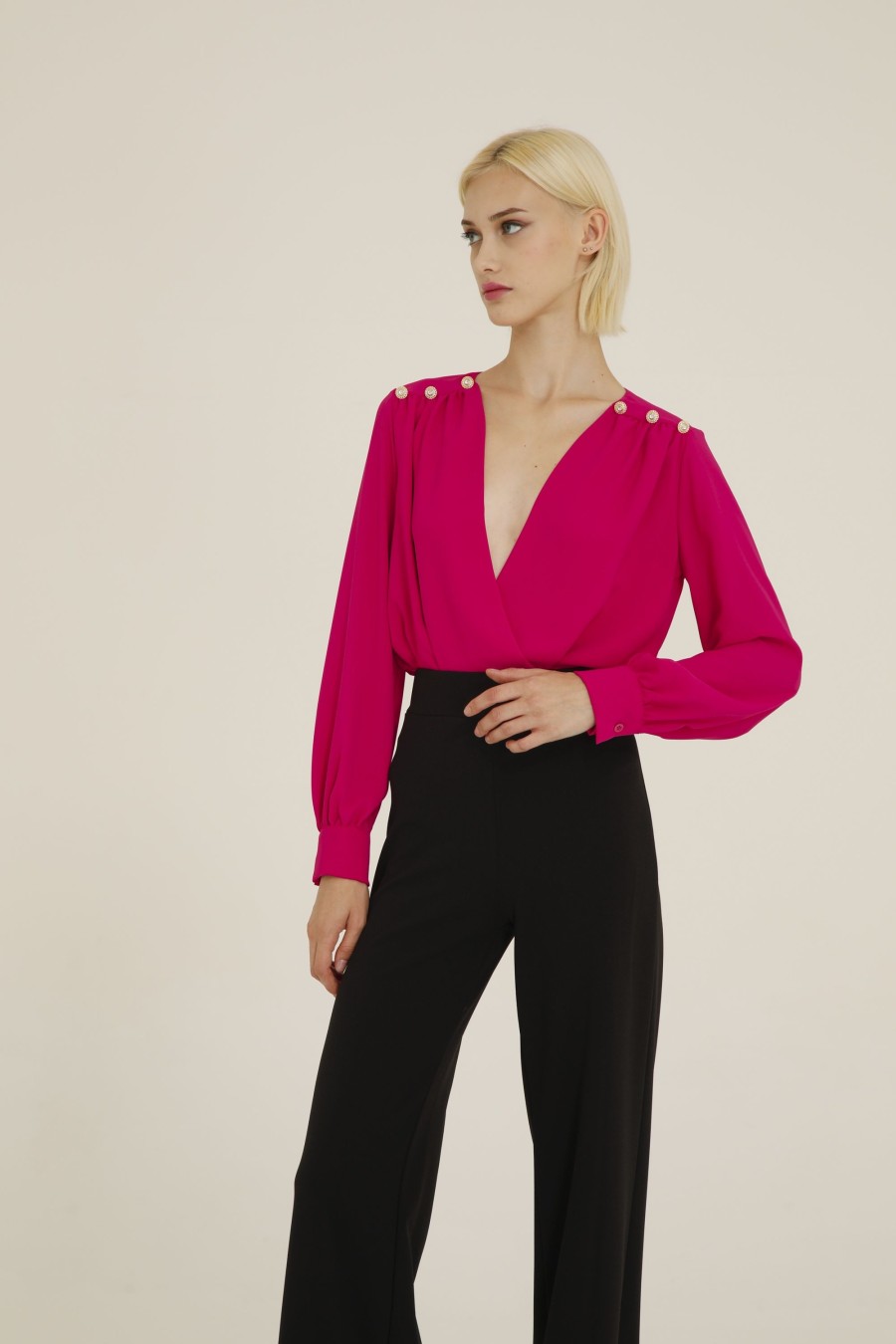 Donna Futur3 | Camicia A Body Con Bottoni Sulle Spalle Fuxia