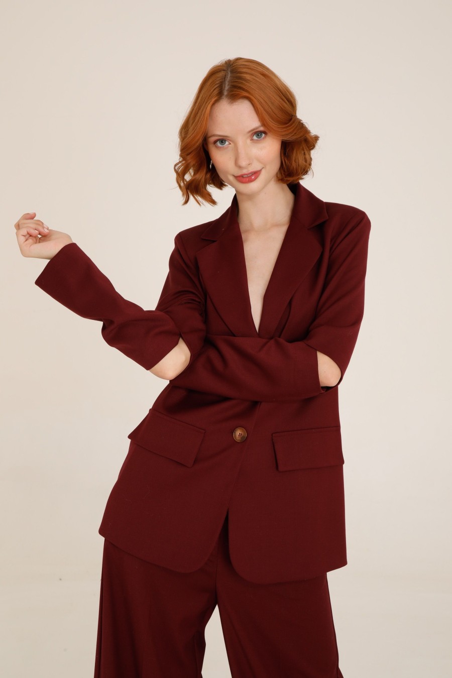 Donna Futur3 | Blazer Con Aperture Sui Gomiti Bordeaux