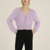 Donna Futur3 | Cardigan In Maglia Effetto Peluche Lilla