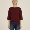 Donna Futur3 | Maglia Asimmetrica A Cappa In Tessuto Punto Milano Bordeaux