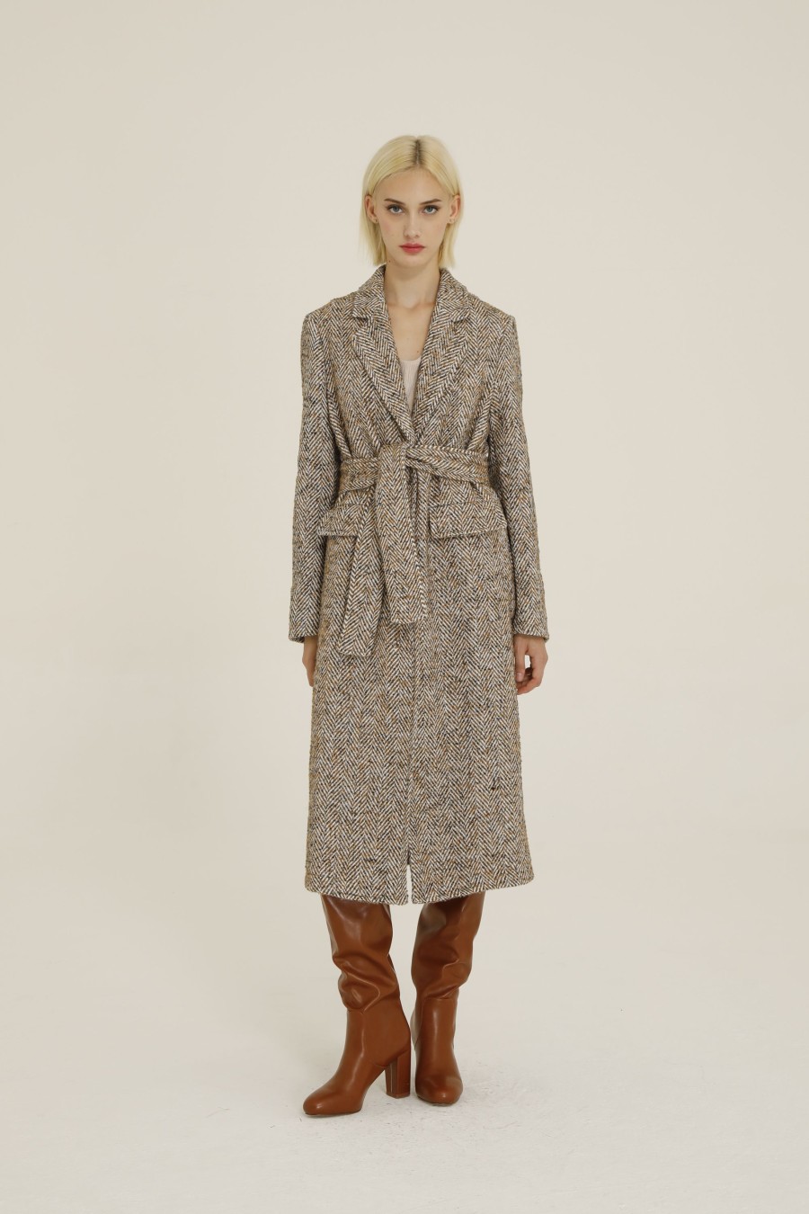 Donna Futur3 | Cappotto Spigato Con Reverse Beige/Burro