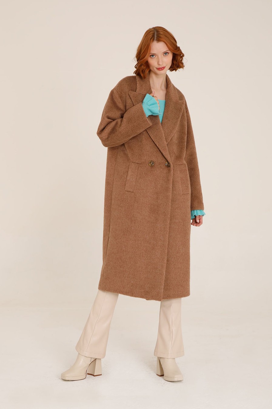 Donna Futur3 | Cappotto Doppiopetto Leggermente Oversize Cammello