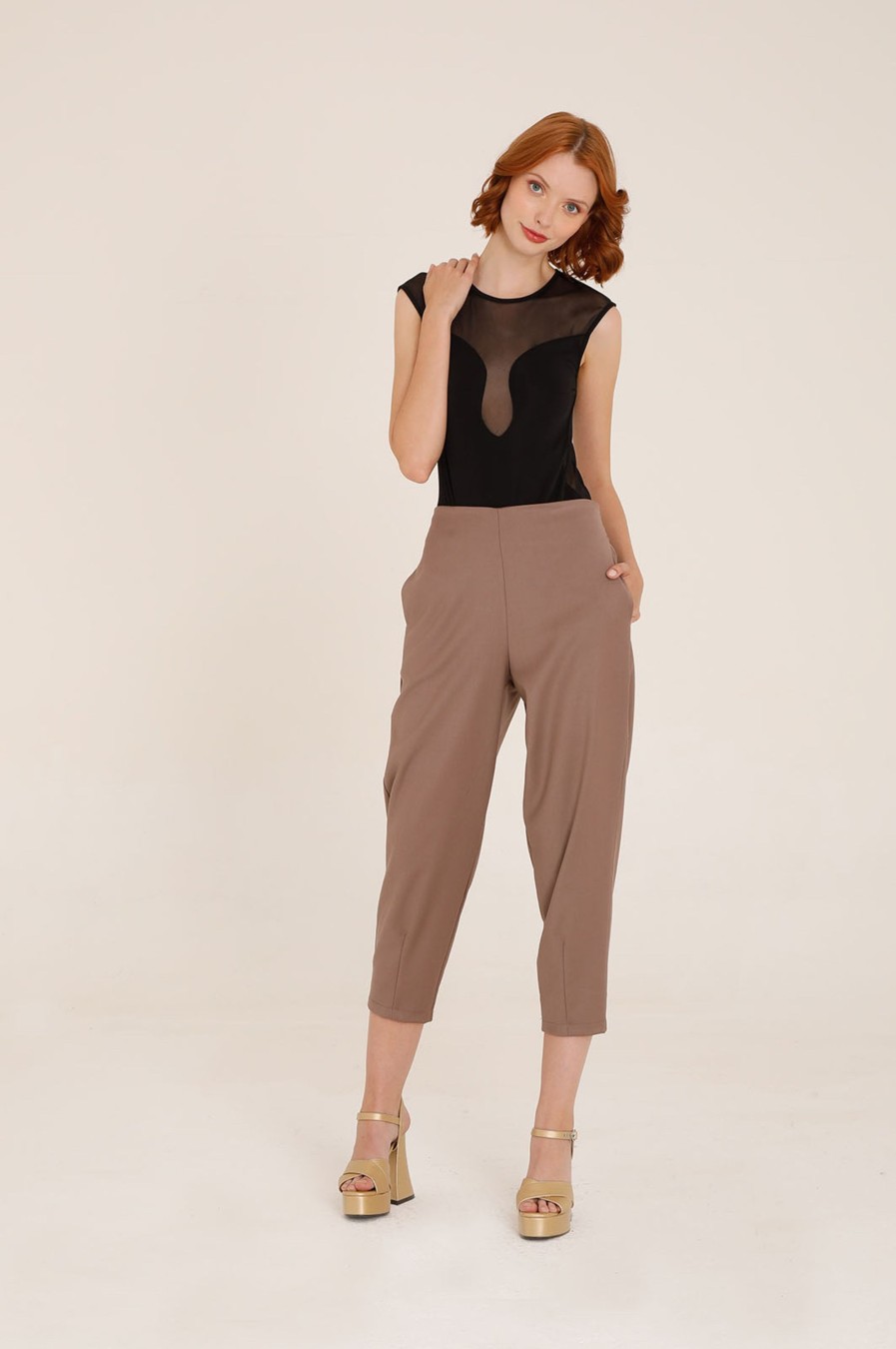 Donna Futur3 | Pantalone Cropped Leggermente A Palloncino Fango