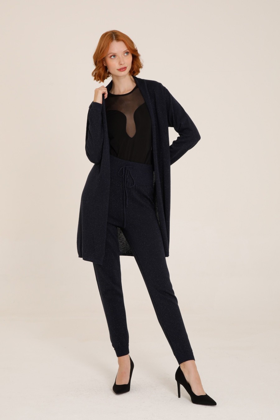 Donna Futur3 | Cardigan In Maglia Lurex Blu/Nero