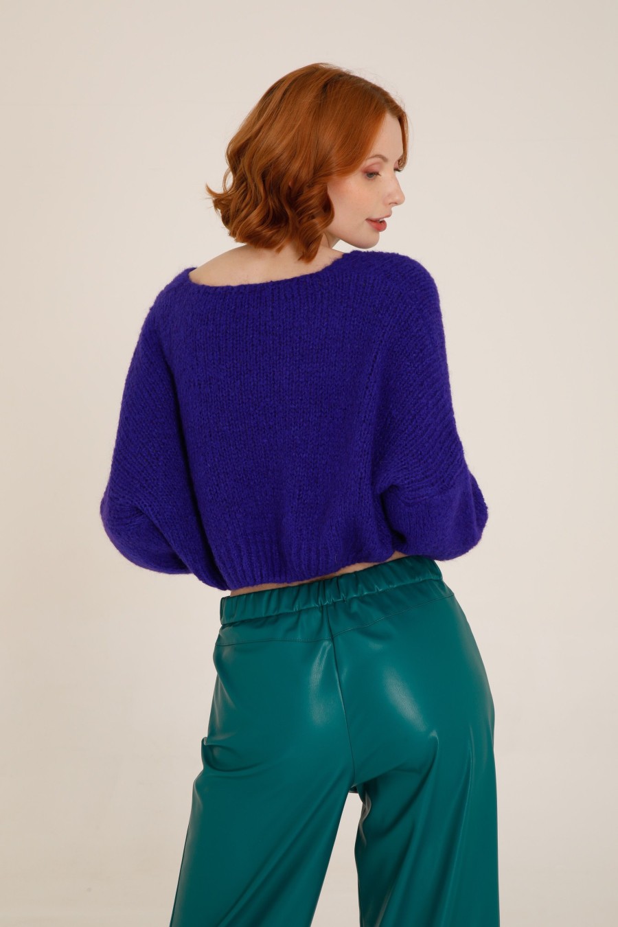 Donna Futur3 | Maglia Cropped In Mohair Con Scollo A V Viola