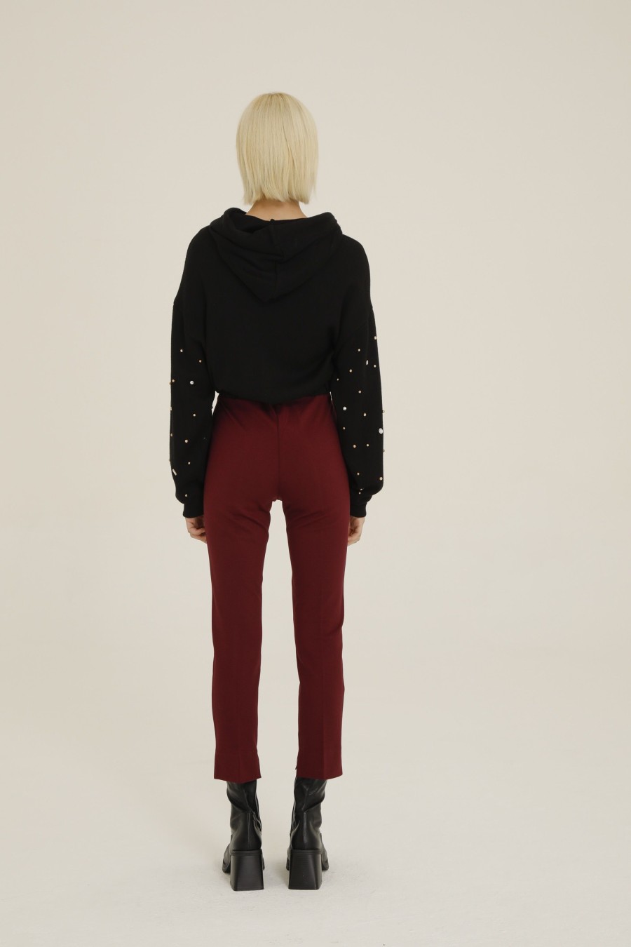 Donna Futur3 | Pantaloni Slim Fit In Punto Milano Bordeaux