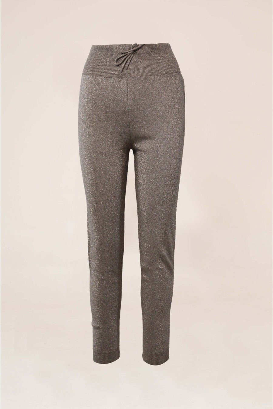 Donna Futur3 | Pantalone In Maglia Lurex Jogger Grigio/Argento