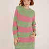 Donna Futur3 | Maglia A Righe Con Rotture Verde/Rosa