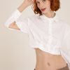 Donna Futur3 | Camicia Cropped Con Maniche Aperte Bianco