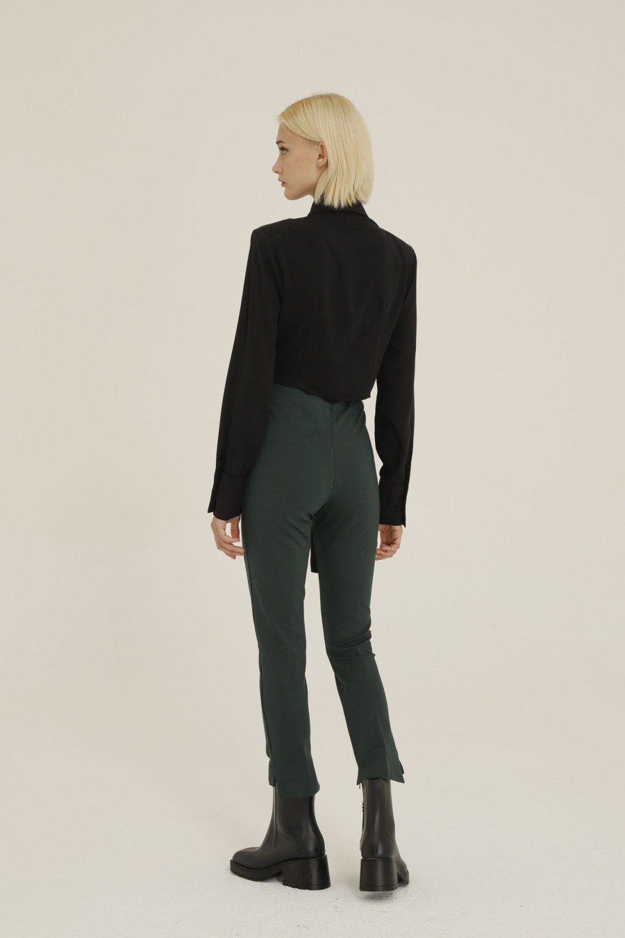 Donna Futur3 | Pantaloni Slim Fit In Punto Milano Verde