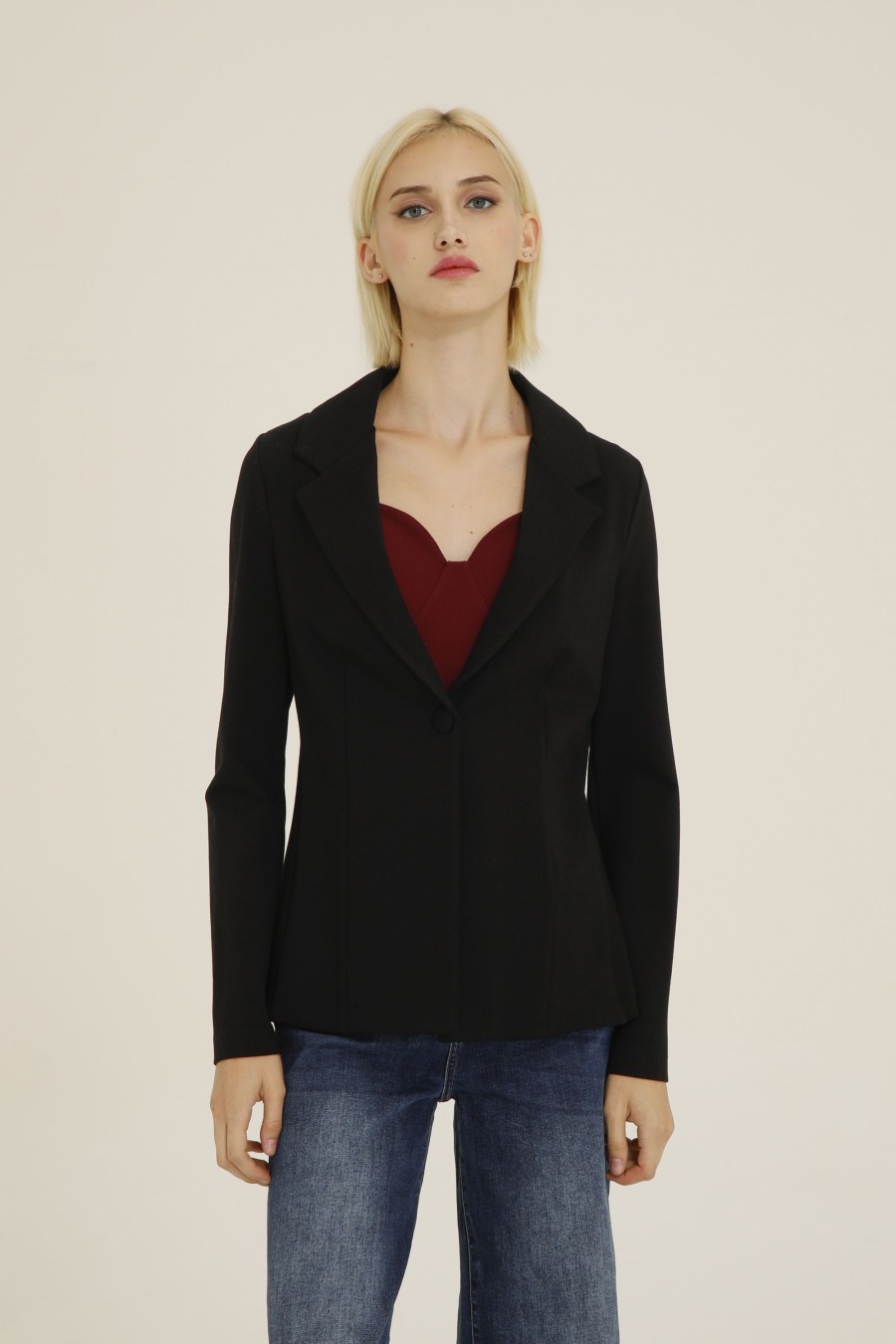 Donna Futur3 | Giacca Slim Fit In Punto Milano Nero